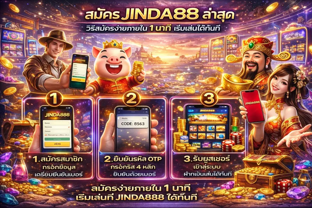 สมัคร JINDA888 ล่าสุด วิธีสมัครง่ายภายใน 1 นาที เริ่มเล่นได้ทันที